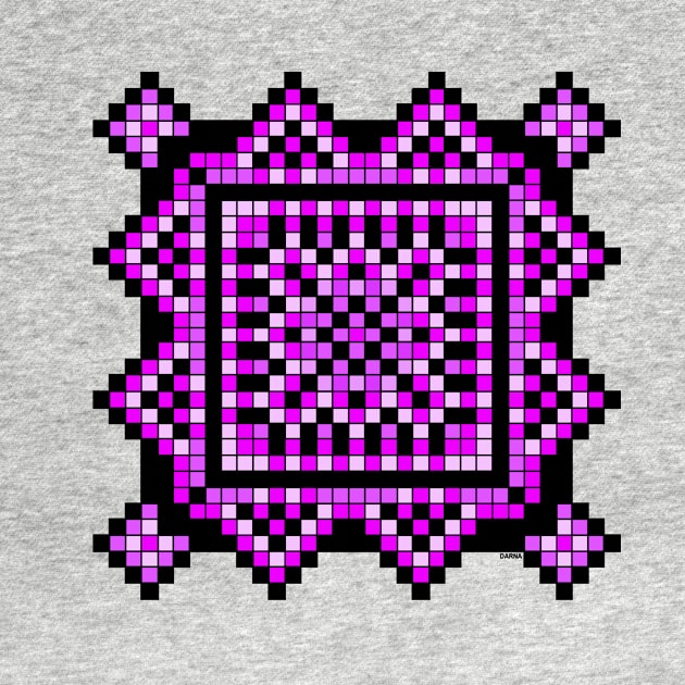 small pink pocket size pixelated mandala by DARNA